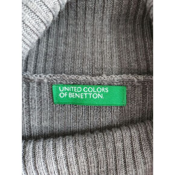 United Colors of Bennetton Womens Sz S Knee Length Sweater Dress Gray Ribbed - Picture 2 of 3